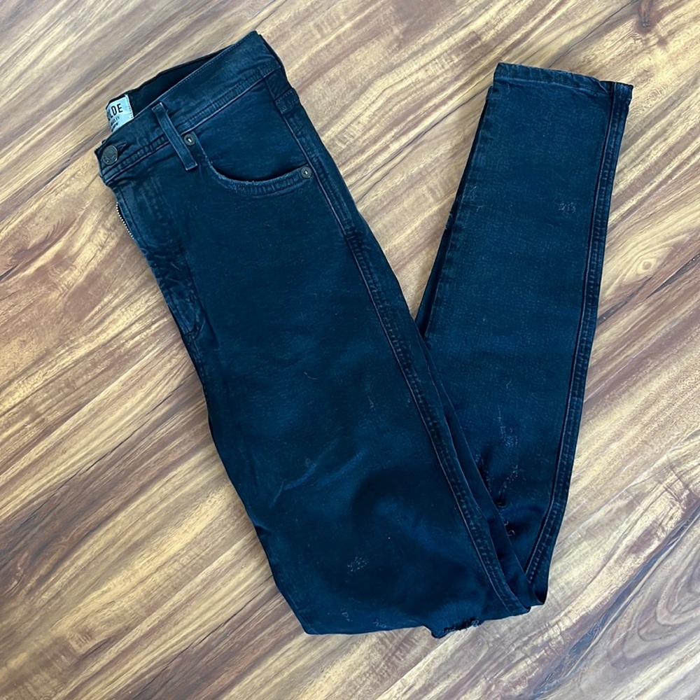 Agolde Black, distressed skinny jeans